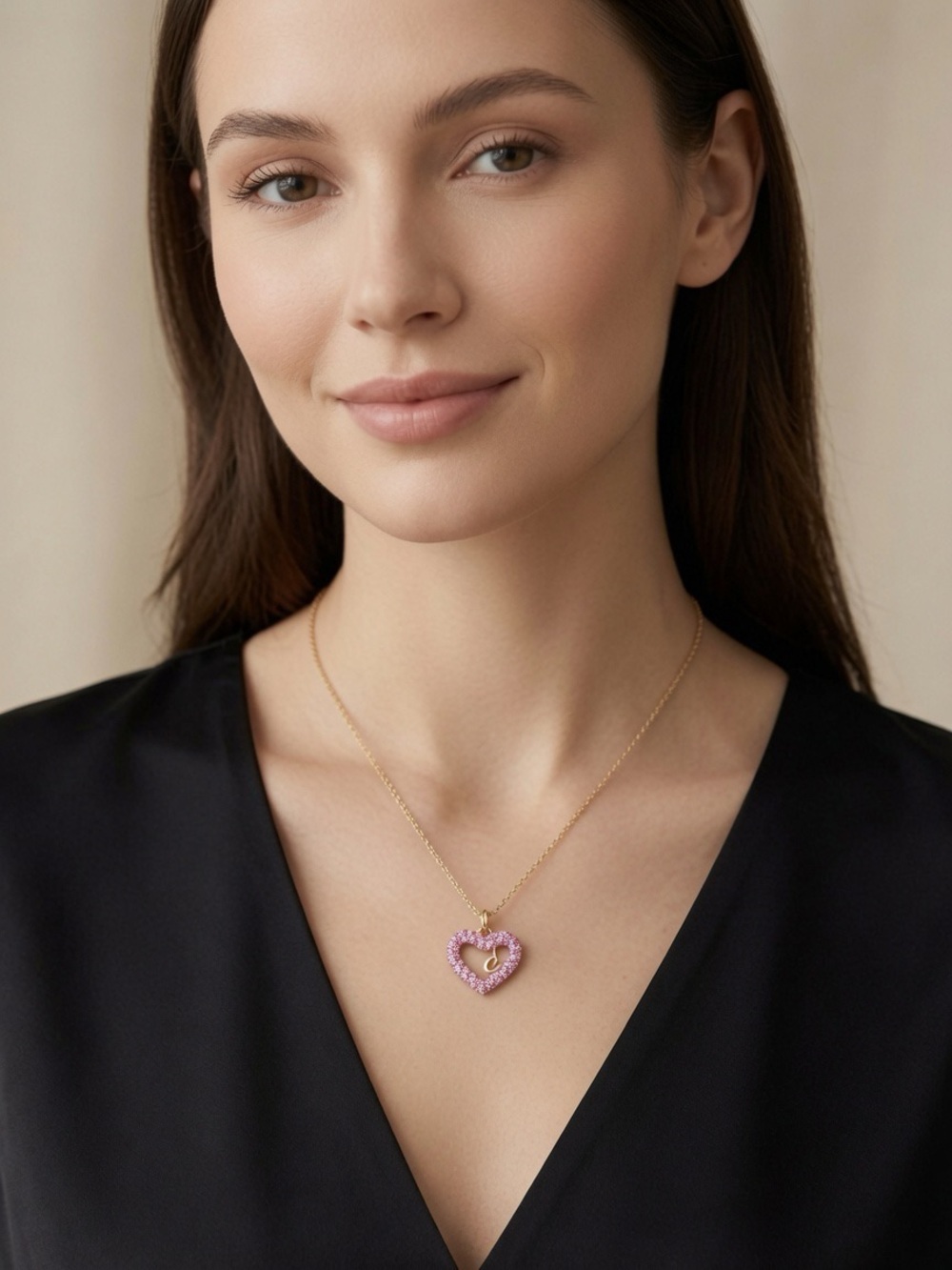 Coach Gold Chain Necklace with Pink Heart Charm